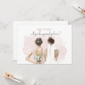 Trauzeugin Braun Haar Rosa Farbkarte Karte (Vorderseite/Rückseite Beispiel)