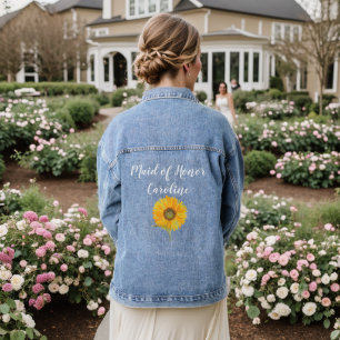 Trauzeugin Bridesmaid Sonnenblumen Blume Hochzeit Jeansjacke