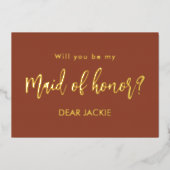 Trauzeugin Brown Terracotta Vorschlag Folieneinladung (Vorderseite)