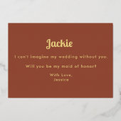 Trauzeugin Brown Terracotta Vorschlag Folieneinladung (Rückseite)