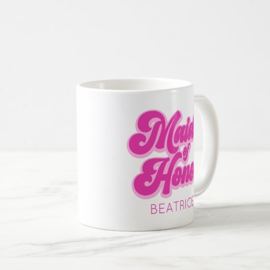Trauzeugin Bubblegum Rosa Retro Individuelle Name Kaffeetasse (VorderseiteRechts)