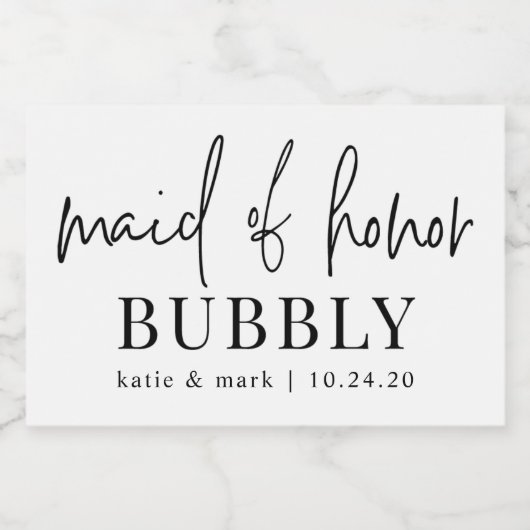 Trauzeugin Bubbly Mini Sparkling Schaumweinetikett (Einzelnes Label)