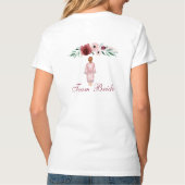 Trauzeugin Burgund Pink Rose Floral T-Shirt (Rückseite)