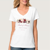 Trauzeugin Burgund Pink Rose Floral T-Shirt (Vorderseite)