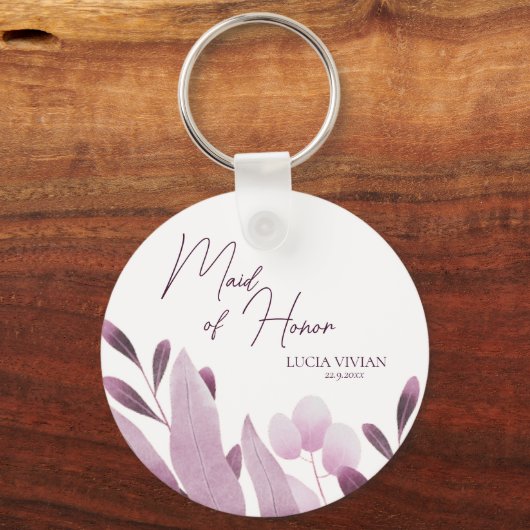 Trauzeugin Burgundy Big Blätter Hochzeitsgeschenk Schlüsselanhänger (Vorderseite)
