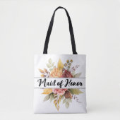 Trauzeugin Burgundy Floral Text Hochzeit im Herbst Tasche (Vorderseite)