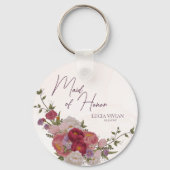 Trauzeugin Burgundy Forest Floral Wedding Geschenk Schlüsselanhänger (Vorderseite)