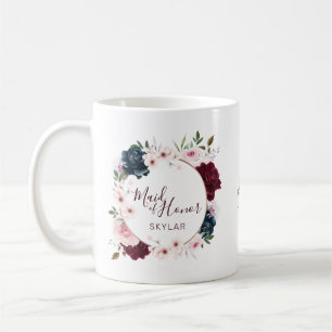 Trauzeugin Burgundy Navy Rose Wasserfarbenkrez Kaffeetasse