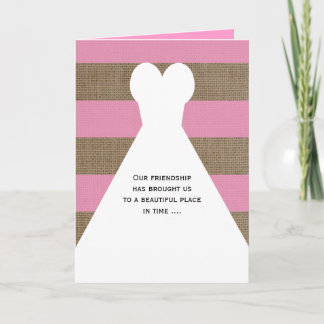 Trauzeugin Card Rosa und Burlap Look Strip Einladung