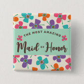 TRAUZEUGIN Chic Daisies Pop Wedding Name Tag Button (Vorderseite)