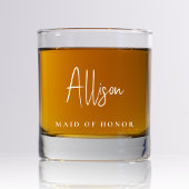 Trauzeugin Chic White Script Monogram Wedding Whiskyglas