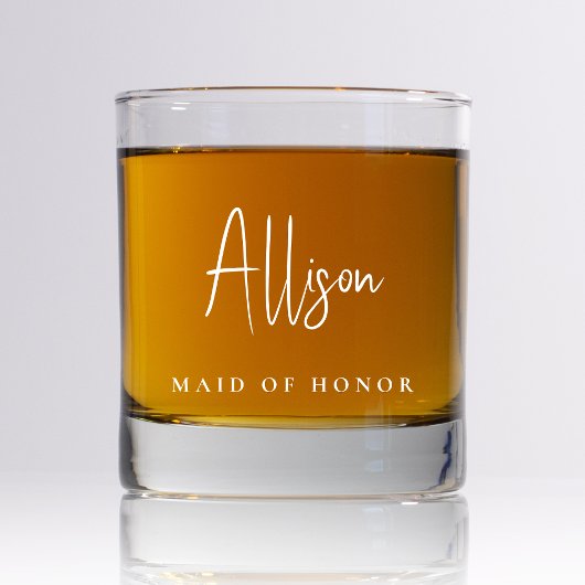 Trauzeugin Chic White Script Monogram Wedding Whiskyglas