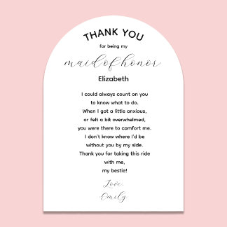 Trauzeugin Danke-Gedicht von der Braut Acryleinladungen