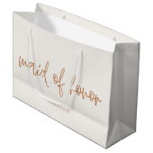 Trauzeugin Earthy Boho Handgeschriebenes Skript Große Geschenktüte (Vorderseite Schrägansicht)