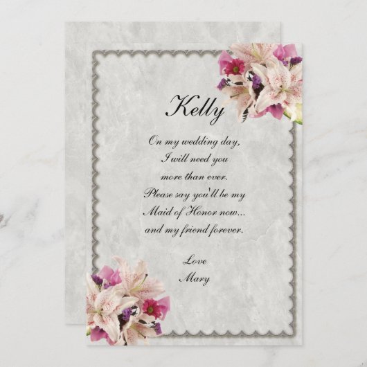 Trauzeugin Einladung (Vorne/Hinten)