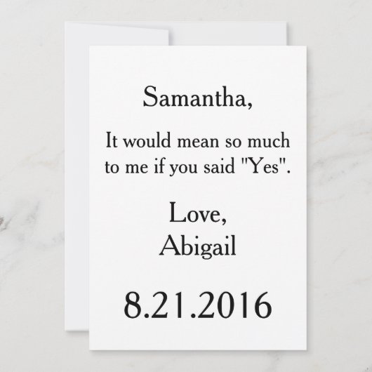 Trauzeugin Einladung (Rückseite)