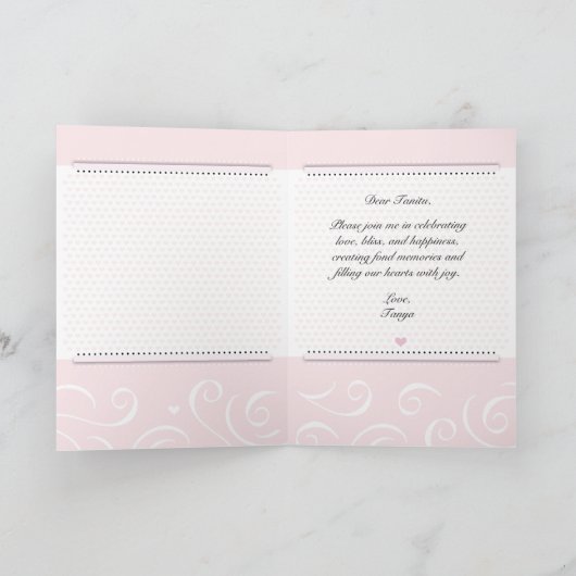 Trauzeugin Elegante Rose Herzlich willkommen Karte (Innenseite)