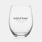 Trauzeugin Elegante Schwarze Retro Typografie Weinglas Ohne Stiel (Vorderseite)