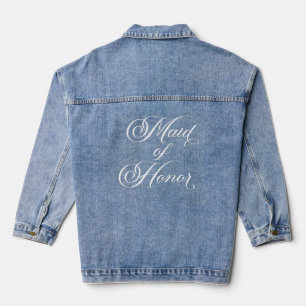 Trauzeugin Elegante White Script Typografie Jeansjacke