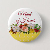Trauzeugin Floral Bouquet Wedding Button (Vorderseite)