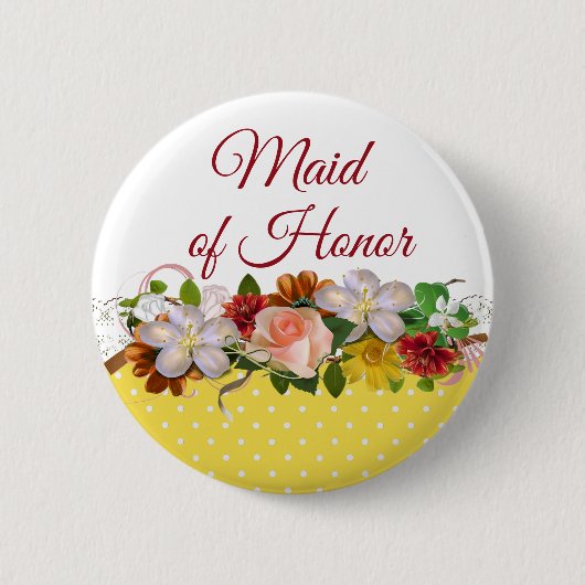 Trauzeugin Floral Bouquet Wedding Button (Vorderseite)