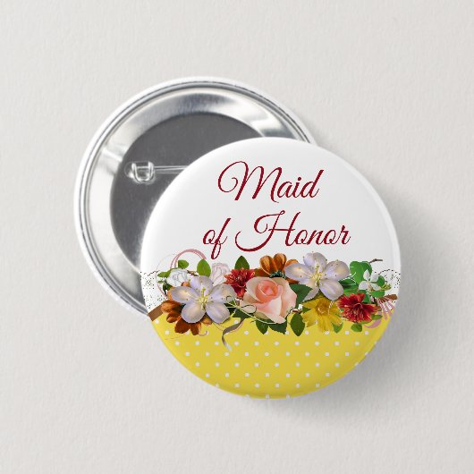 Trauzeugin Floral Bouquet Wedding Button (Vorne & Hinten)