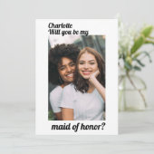 Trauzeugin Foto Hochzeit Personalisiert Einladung (Stehend Vorderseite)