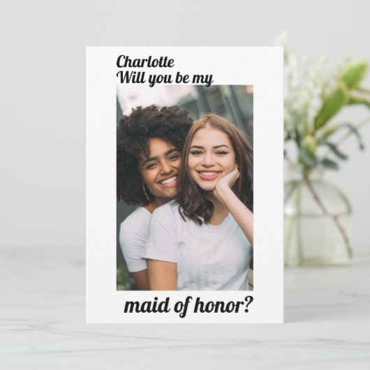 Trauzeugin Foto Hochzeit Personalisiert Einladung (Stehend Vorderseite)