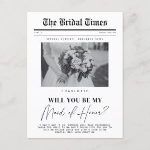 Trauzeugin fragend, anpassbare Zeitung Postkarte