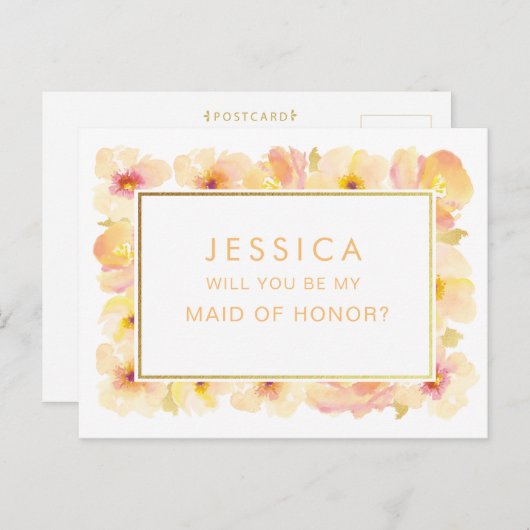 Trauzeugin für Apricot Peach Postkarte (Vorne/Hinten)