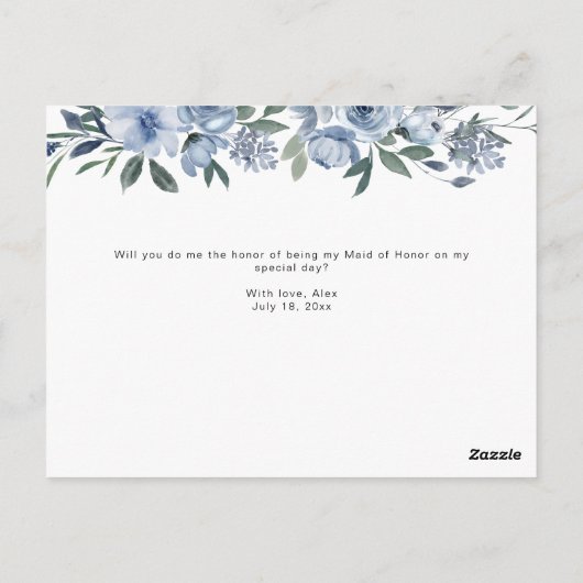 Trauzeugin für Aquarellblumen Postkarte (Rückseite)