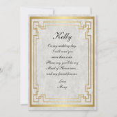 Trauzeugin für Hochzeiten in weißem Marmor Einladung (Vorderseite)