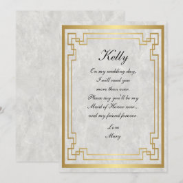 Trauzeugin für Hochzeiten in weißem Marmor Einladung