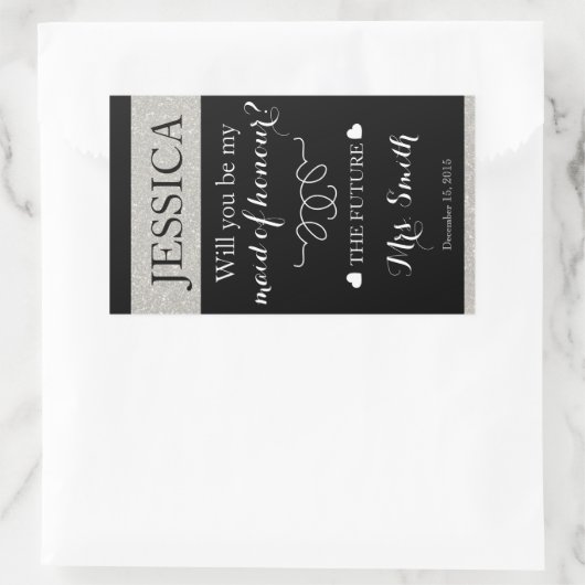 Trauzeugin für Hochzeitsweinflaschen Rechteckiger Aufkleber (Tasche)