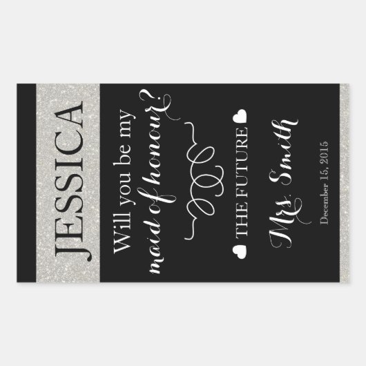 Trauzeugin für Hochzeitsweinflaschen Rechteckiger Aufkleber (Vorderseite)