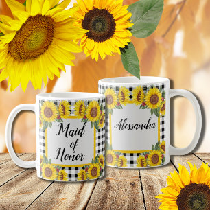 Trauzeugin Geschenk Personalisierter Sonnenblumen  Kaffeetasse