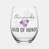 Trauzeugin Gold Glitzer Geo Lila Floral Wed Weinglas Ohne Stiel (Vorderseite)