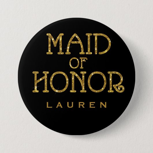 Trauzeugin Gold Imitate Glitzer Name Tag Schaltflä Button (Vorderseite)