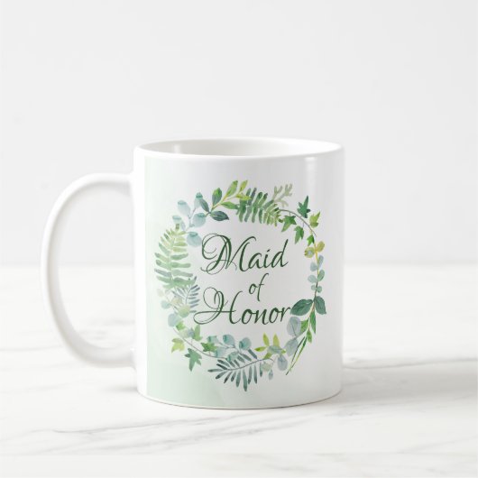 Trauzeugin Greenery Wreath Wasserfarbe Kaffeetasse (Links)