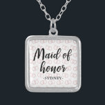 Trauzeugin Hochzeitsring-Muster und Name Versilberte Kette<br><div class="desc">Trauzeugin Hochzeitsring Muster und Name Necklace.</div>