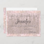 Trauzeugin - Hübsch rosa Bokeh-Lichter Einladungspostkarte (Vorne/Hinten)