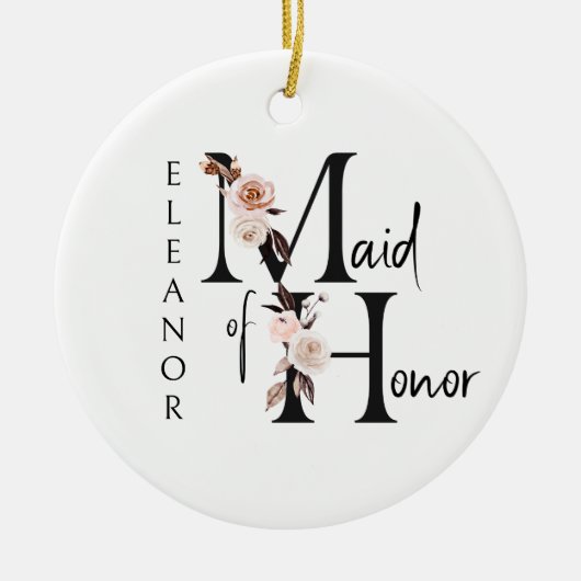 Trauzeugin Keepake Boho Blumenbrief Keramik Ornament (Vorne)