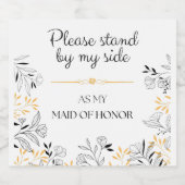 Trauzeugin lädt Bubbly Champagne, Prosecco ein Schaumweinetikett (Einzelnes Label)