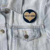 Trauzeugin Leder Textil Gold Heart Navy Button (Beispiel)