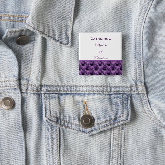 Trauzeugin-lila Pfau-individueller Name Button (Beispiel)