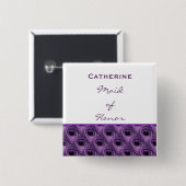 Trauzeugin-lila Pfau-individueller Name Button (Vorne & Hinten)