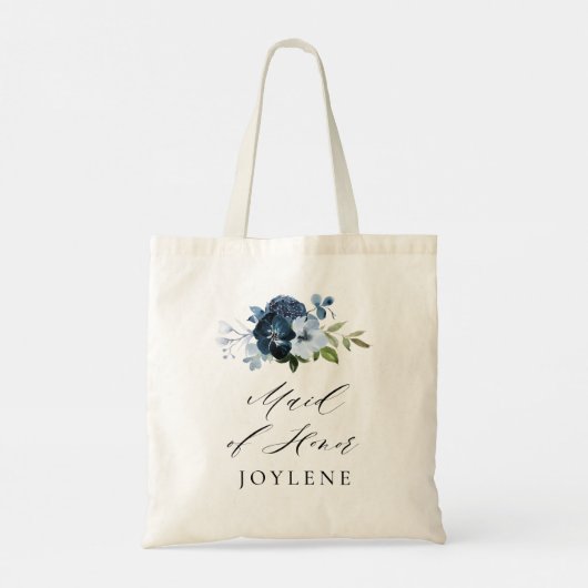 Trauzeugin mit blühender Schrift Tragetasche (Rückseite)