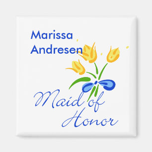 Trauzeugin mit gelben Tulpen Magnet