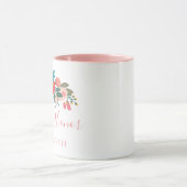 Trauzeugin mit Name Pink Floral Bouquet Tasse (Zentrum)