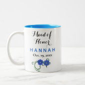Trauzeugin Moderne Typografie Blue Wedding Zweifarbige Tasse (Links)